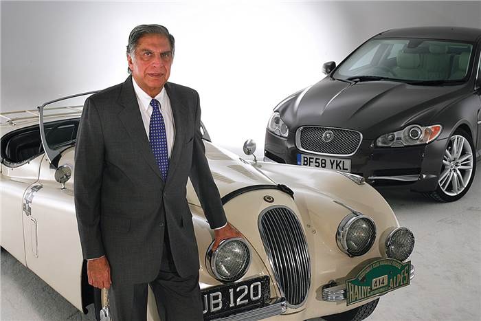 Ratan Tata with the Jaguars old and new